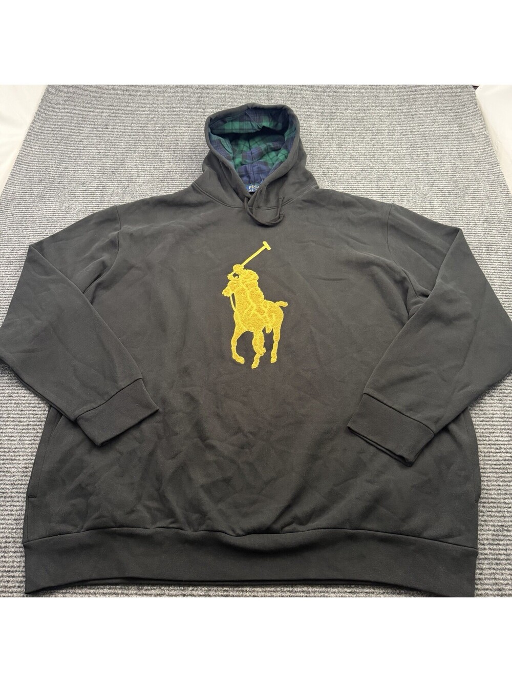 Polo Ralph Lauren Black Gold Chenille Big Pony Hoodie Men’s Size 3XLT B&T NWOT - Picture 3 of 6